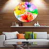 Bunch Of Colorful Flowers Sketch, Floral Large Disc Metal Wall Art, 11"