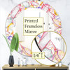 Colorful Diamond Rock Jewelry Mineral Frameless Oval Round Wall Mirror, 32x32