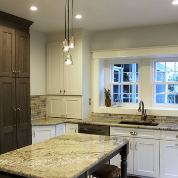 Transitional White and Gray Kitchen