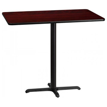 30''x48'' Mahogany Laminate Table Top With Bar Height Table Base