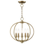 Livex Lighting - Milania Convertible Chain-Hang and Ceiling Mount, Antique Brass, Antique Brass - Add fresh style to an entryway, dining room and more. clean, elegant curves define this handsome pendant design. Inspired by classic cottage and continental style lighting, it comes in an antique brass finish on the orb shaped frame and canopy.