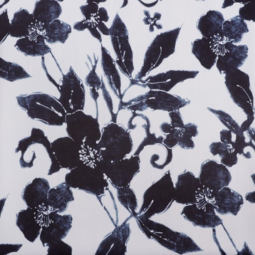 Hibiscus Blue Blackout Room Darkening Fabric Sample, 4"x4"