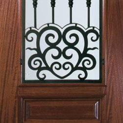 Prehung Single Door 96 Mahogany Barcelona Arch Top Arch Lite - Front Doors