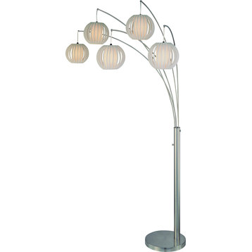 Deion 5 Light Arch Lamp - Polished Steel, LED