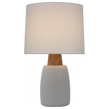 Aida Table Lamp, 1-Light, Porous White, Natural Oak, Linen Shade, 28.5"H