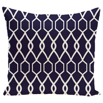 Charleston Geometric Print Pillow, Spring Navy, 16"x16"