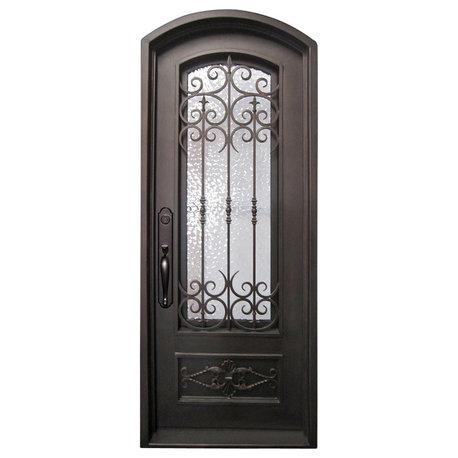 Envidia 39"x96" Wrought Iron Door, 6" Jamb, Aged Bronze Patina, Left Hand