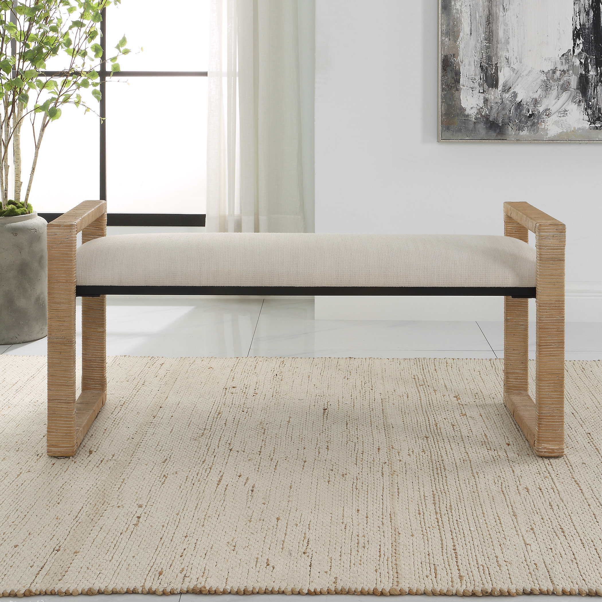 Areca Coastal Rattan Bench - Tropical - Upholstered Benches - by Ownax ...