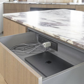 Contemporary Kitchen Island with In-Drawer Charging Station