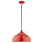 Livex Lighting - Livex Lighting 41173-72 Metal Shade - 13.75" One Light Mini Pendant - The modern, minimal look comes in a chic brushed aMetal Shade 13.75" O Shiny Red Shiny Red  *UL Approved: YES Energy Star Qualified: n/a ADA Certified: n/a  *Number of Lights: Lamp: 1-*Wattage:60w Medium Base bulb(s) *Bulb Included:No *Bulb Type:Medium Base *Finish Type:Shiny Red