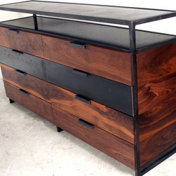 Steel Walnut Credenza - Media Cabinets