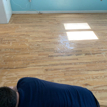 Crack filling in old floor from Excessive movement.