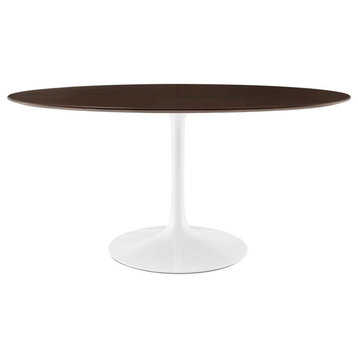 Pemberly Row 60" Oval Modern Wood & Metal Dining Table in White/Cherry/Walnut