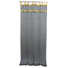 2 Organza Sheer Curtains Black Silver Striped with Golden Border Indian Drapes
