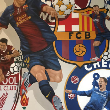 European Football/Soccer Clubs Mural, hand-painted in a bedroom by Tom Taylor