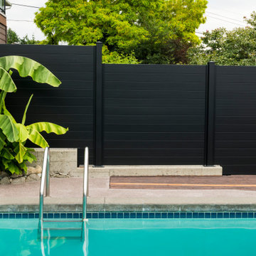 Backyard Pool Fence - Modern Black Aluminum