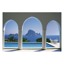 American Wallpaper & Design - Mediterranean Vista Mural Wallpaper - Wall Decals
