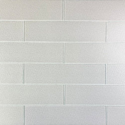 Abolos - Monroe 4"x16" Textured Glass Subway Tile,Alaska White, Set of 18 - Wall And Floor Tile