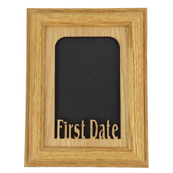 First Date Oak Picture Frame and Oak Matte, 5"x7", Vertical