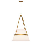 Alora Mood - Oliver pendants,Aged Gold | White Linen D18" x H28-1/4" - Oliver is the perfect pendant for a space meant for entertaining. With an inviting white linen shade adorned with strong metallic stem and framing elements, the Oliver creates cozy ambiance wherever it is placed.