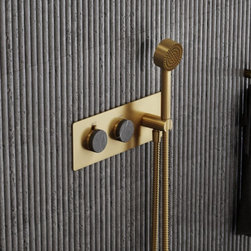 Porto Thermostatic Shower (Brushed Gold & Pietra Grey Marble) - Bath & Shower Parts