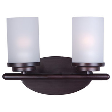 Corona 2-Light Bath Vanity, Oil Rubbed Bronze With Frosted Glass/Shade