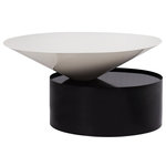 Meridian Furniture - Damon White Metal Top Coffee Table, Matte Black Base - Bring on the sleek! This Damon coffee table features an artful design that's part sculpture, part useful addition to your living room. The white metal top rests on the matte black metal base in a slightly contrasting combination that is bound to wow from all angles. Although it's perfect on its own, this beautiful piece also looks great when paired with the matching Damon end table for added oomph.