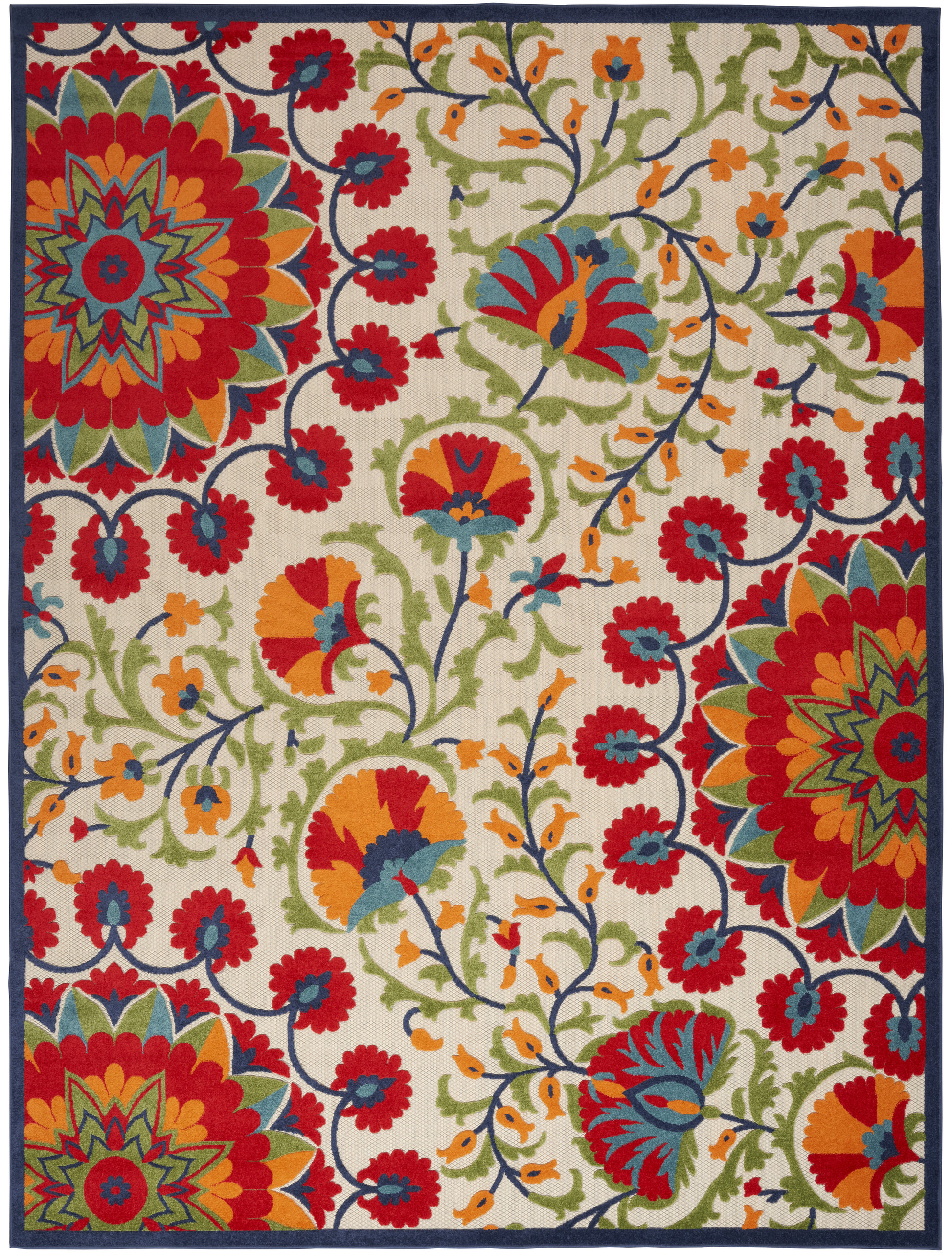 Nourison Aloha ALH20 Indoor/Outdoor Area Rug, Red/Multicolor, 9' x 12 ...