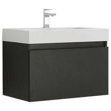 Fresca Mezzo 30" Black Wall Hung Cabinet With Integrated Sink