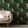 Finlayson Bunaken Peel And Stick Wallpaper, Green/Black
