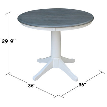 Round Top Pedestal Table, White/Heather Gray, 36"ch Round