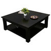 Brimson Solid Wood 2 Tier Black Square Coffee Table