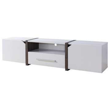 Furniture of America Diego Rustic Wood 81.5-Inch TV Stand in White