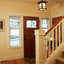 Front entrance to cottage:  Outside and Foyer, some with stairs.