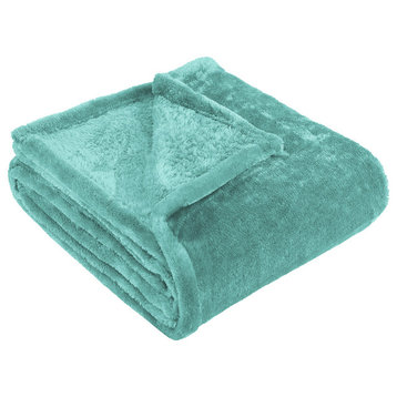 Ultra-Soft Luxury Fleece Blankets, Lightweight Twin, Turquoise