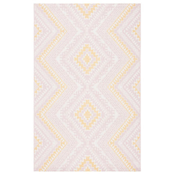 Safavieh Courtyard Cy8548-56221 Outdoor Rug, Pink and Gold, 6'7"x6'7" Round
