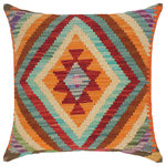 Bareens Designer Rugs - Shabby Chic Turkish Alicia Hand Woven Kilim Throw Pillow - Embellish your home with this timeless casual chic handmade Southwestern Kilim throw pillow covers made with and cotton. Constructed on a loom by Nomad Turkman people with hand spun and Natural Vegetable dyes these beautiful Kilim pillow covers are known for their beautiful repetitive geometrical, naturalistic floral and traditional patterns yet still giving it a moden look. Masterfully artisan-crafted on traditional Kilim looms with a contemporary fashion palette producing bold intricate sharp patterns making them a standout piece in any decor.