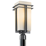 Kichler - Outdoor Post Mount 1-Light, Standard - This 1-light mounted post from the Tremillo collection offers a smooth, clean profile. Double lines of Black finish form sleek perpendiculars that contrast well with the pleasant ambience of Satin Etched Cased Opal Glass. This design will mark any walkway or porch with sleek sophistication and well-balanced grandeur.