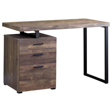 Contemporary Desk, 2 Storage Drawers & Filing Drawer, Reclaimed Wood Finish