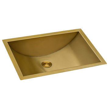 Ruvati RVH6107GG 16x11" Brushed Gold Polished Brass Undermount Bath Sink