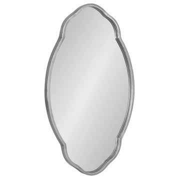 Magritte Scalloped Oval Wall Mirror, Silver, 18x30