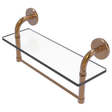 Remi 16" Glass Vanity Shelf with Towel Bar, Brushed Bronze