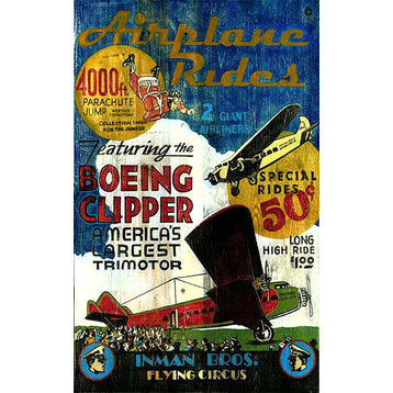Vintage Sign Flying Circus Large Nostalgic Airplane Sign, 20x32