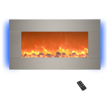 Electric Fireplace-  Wall Mounted 31 inch by Northwest, Brushed Silver