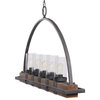 Bowery Hill 5 Light Rustic Linear Chandelier  in Weathered Bronze