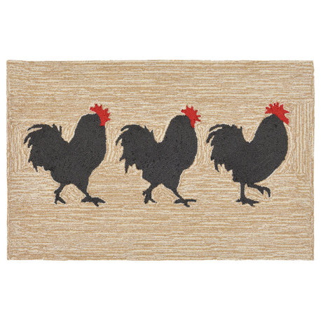 Frontporch Roosters Rug, Neutral, 2'6x4'