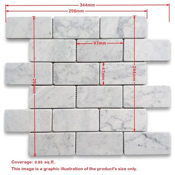 Carrara Marble 2x4 Subway Brick Mosaic Tile Polished Venato Carrera, 1 sheet