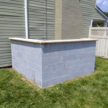 Stone & Block Accent Walls to Hide Pool Equipment & HVAC