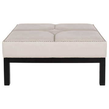 Nance Cocktail Ottoman, Silver Nail Heads Taupe