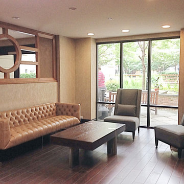 Condo lobby, before and after Hurricane Sandy